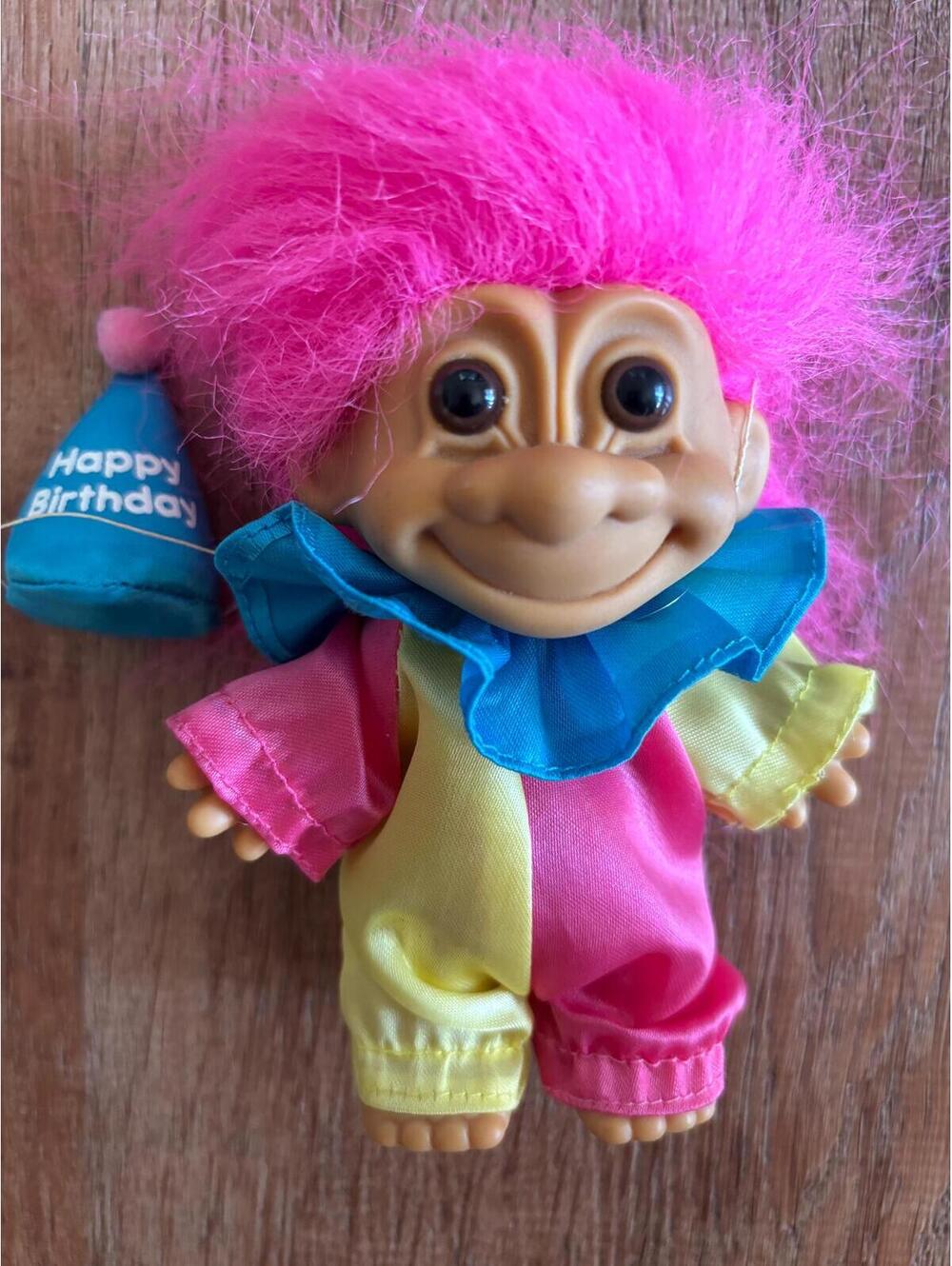 Troll Doll Happy Birrhday Clown Troll w Hat Adorable VGC 5”